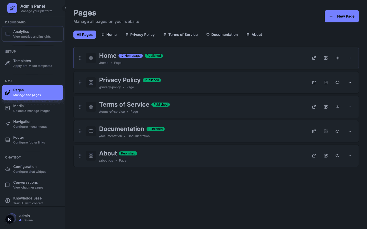 Full CMS with Drag-and-Drop Page Builder